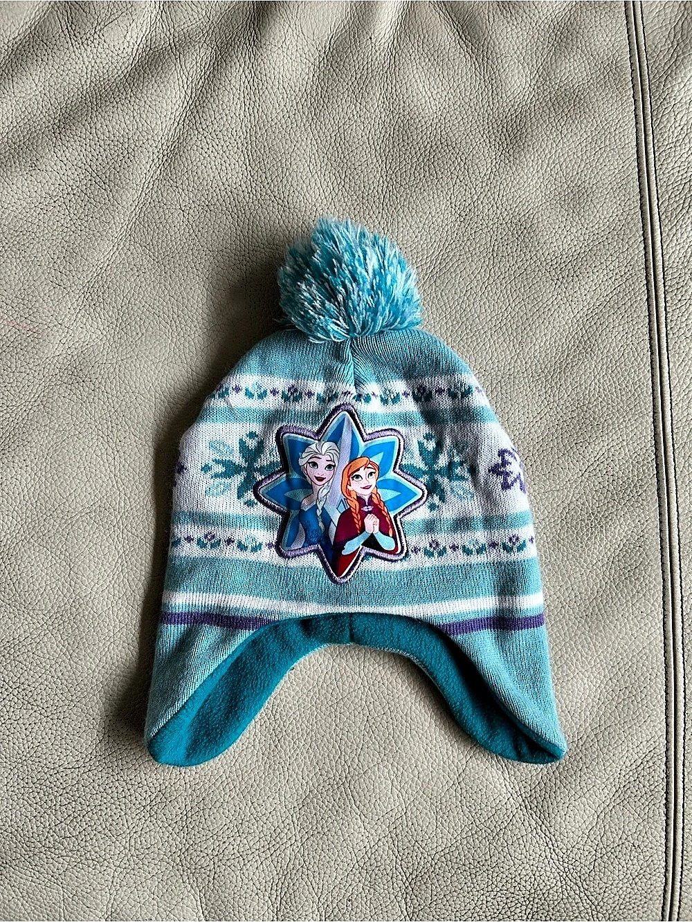 Disney Kids Frozen Blue & White Pom-Pom Earflap Hat